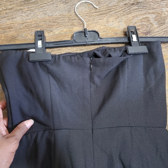 Calli Strapless Black Overlay Cropped Wide Leg Jumpsuit Size 6 - Picture 4 of 6